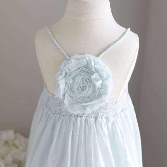 Designer Girl's Aqua Sequined Cotton Dress by La Piccola Danza Fits size 6-8 - Picture 5 of 7